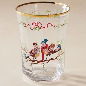 Anthropologie Inslee Fariss 12 Days of Christmas Turtledoves juice glass
